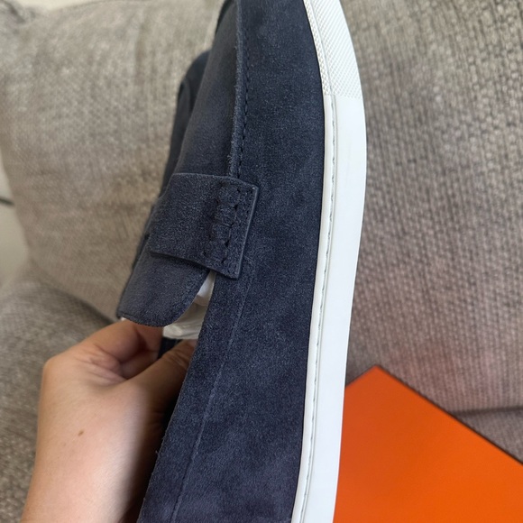size 43.5EU NIB HERMÈS Bleu Céleste Suede Job Men\'s Loafers w/ Receipt main image 8
